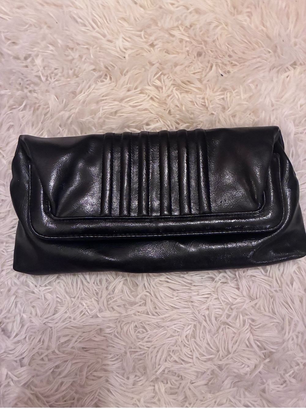 Daisy Fuentes Black Fold-Over Quilted Clutch